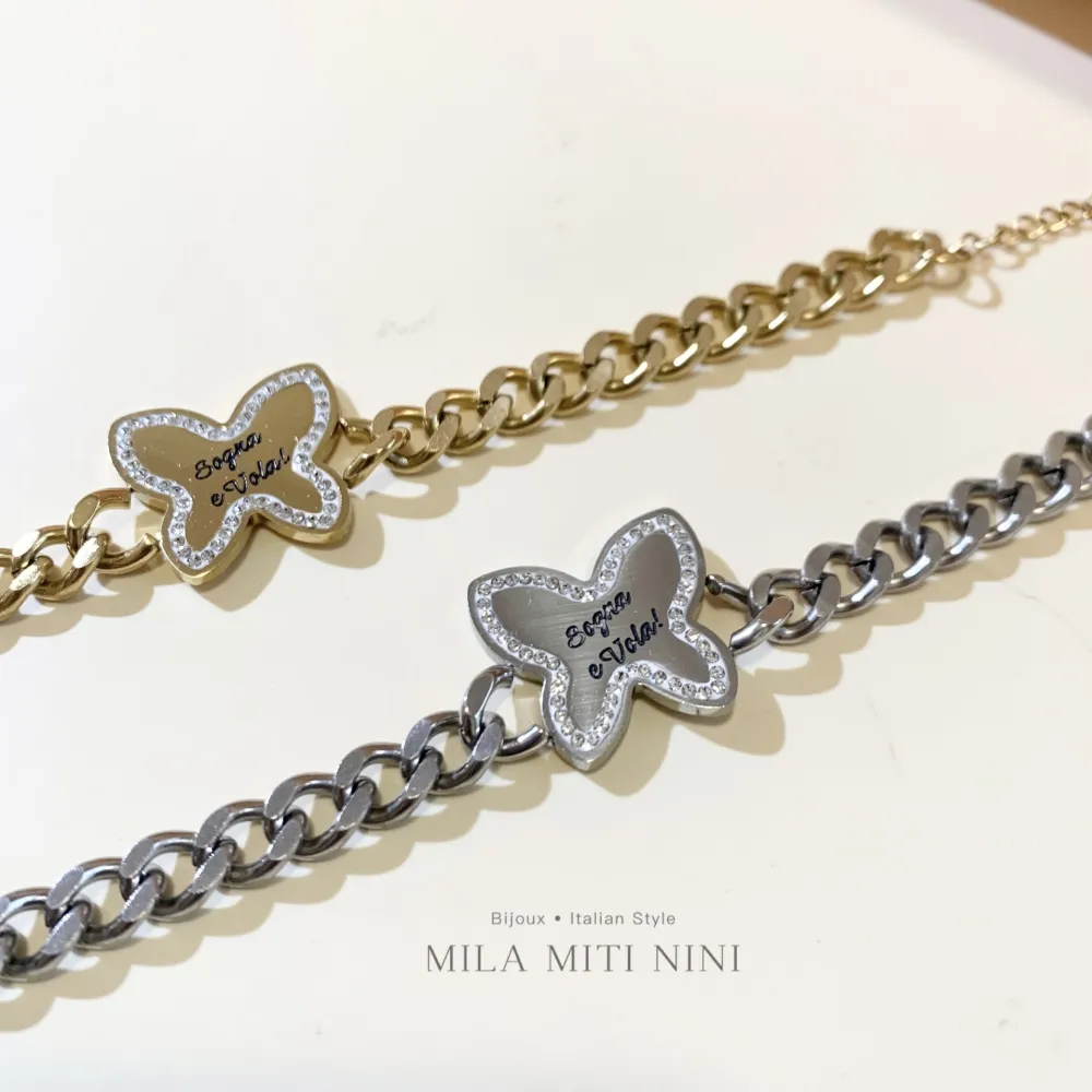 Farfalla Sogna e Vola -Bracciale in Acciaio con Chiusura - BAC-413-1380