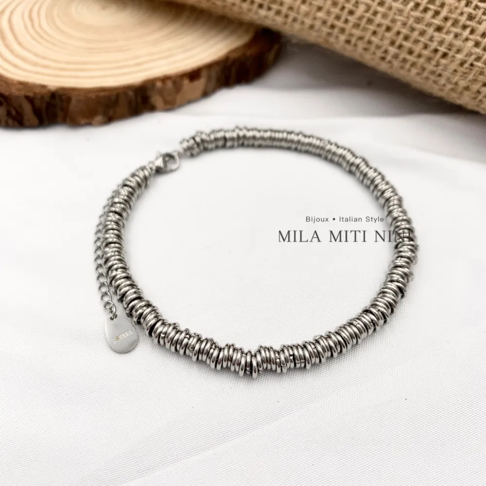 Catena con Anellini-Bracciale in Acciaio con Chiusura - BAC-413-1408