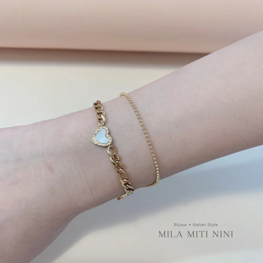 Doppio con Cuore-Bracciale in Acciaio con Chiusura - BAC-413-1501