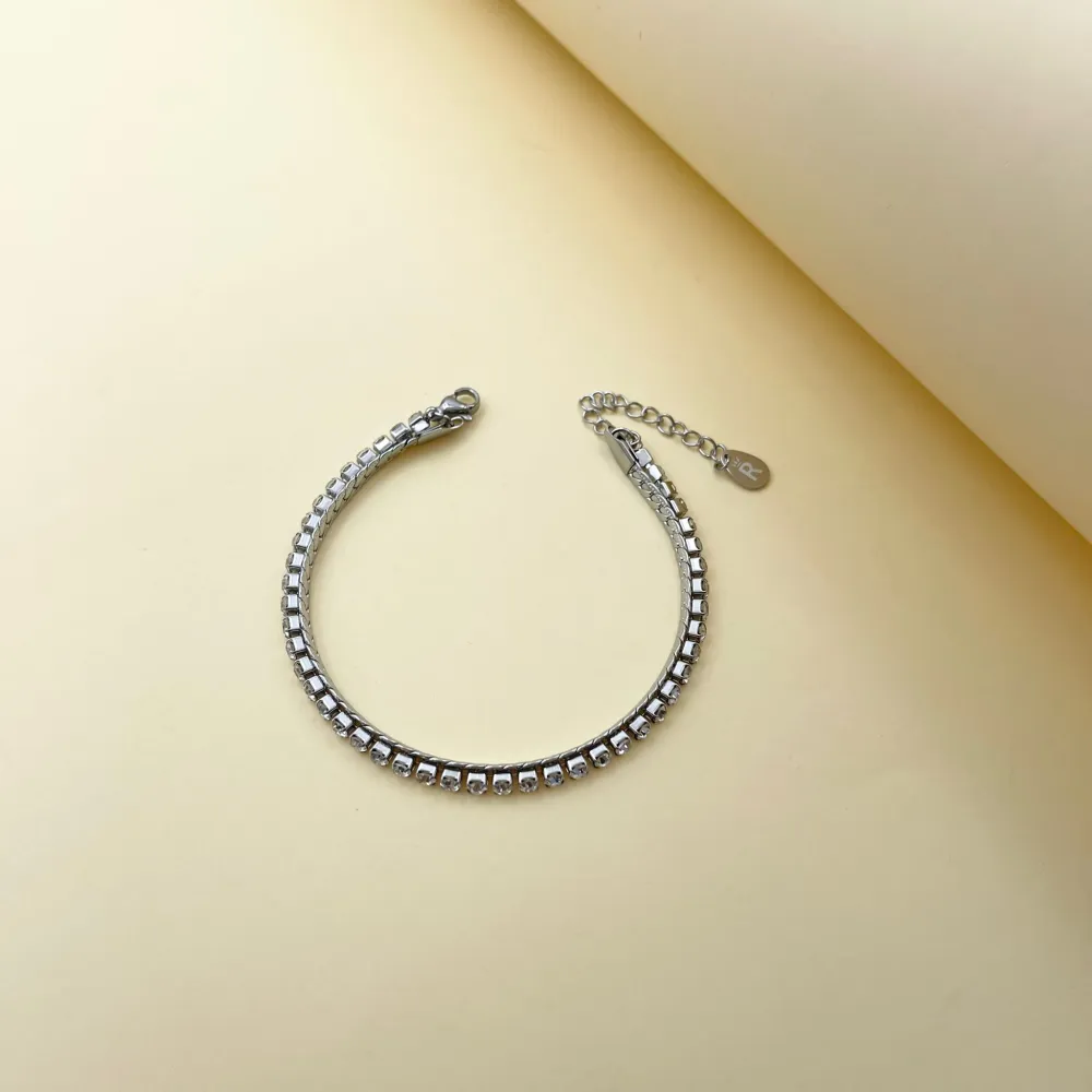 Doppio Serpente Tennis-Bracciale in Acciaio con Chiusura - BAC-413-1506