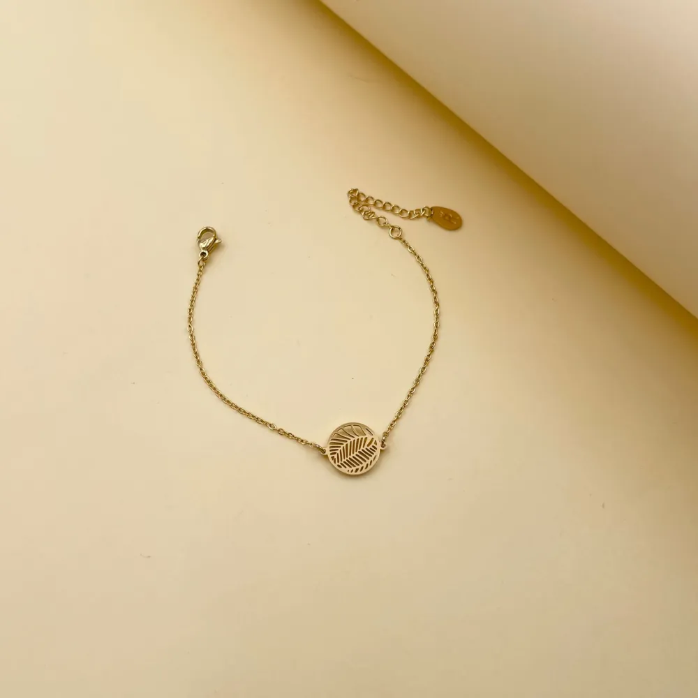 Foglia Tonda-Bracciale in Acciaio con Chiusura - BAC-413-1574