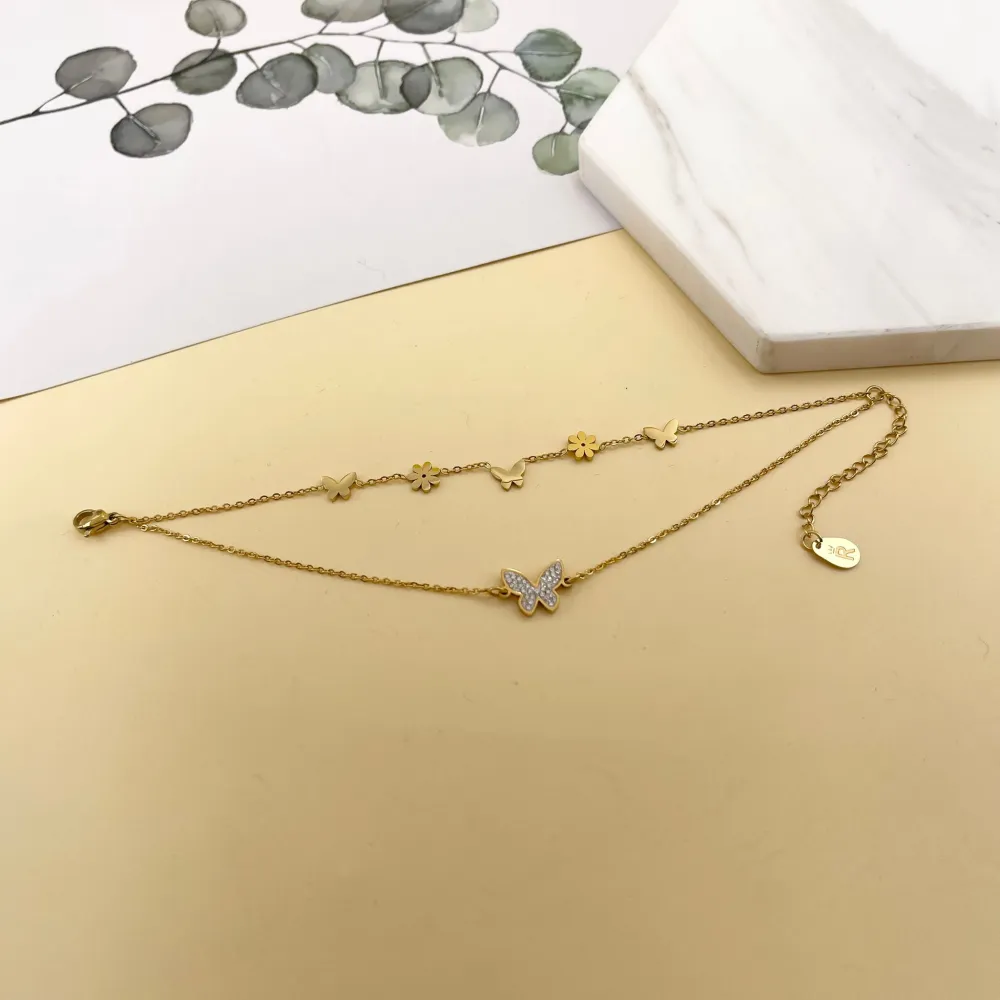 Doppio con Farfalla-Bracciale in Acciaio con Chiusura - BAC-413-1638