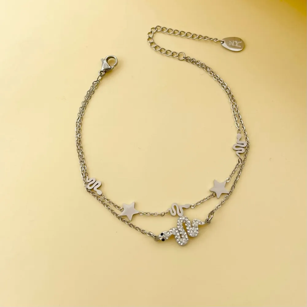 Doppio con Serpente Stella-Bracciale in Acciaio con Chiusura - BAC-413-1644