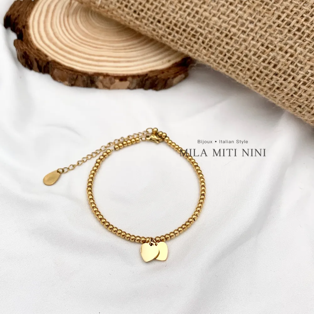 Doppio Cuore-Bracciale in Acciaio con Chiusura - BAC-413-1706A