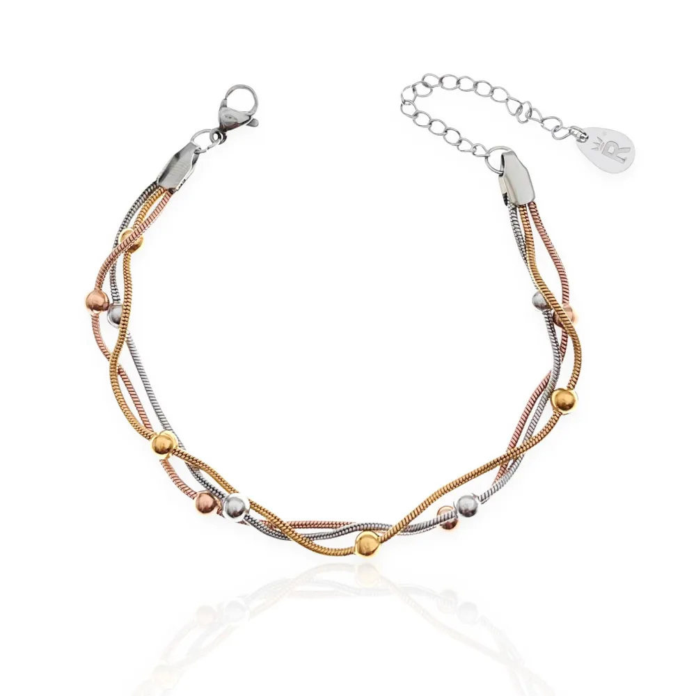 Tre Fili-Bracciale in Acciaio con Chiusura - BAC-413-1753