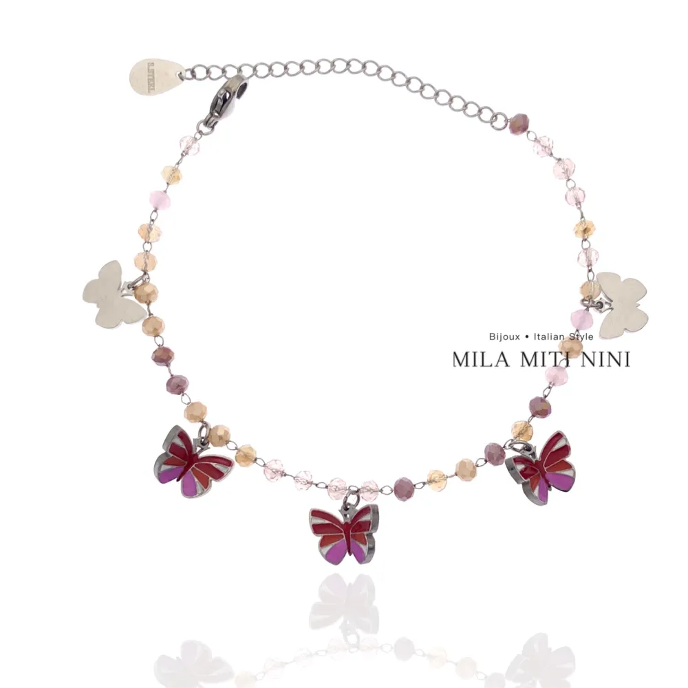 Farfalla Smaltata-Bracciale in Acciaio con Chiusura - BAC-413-1821