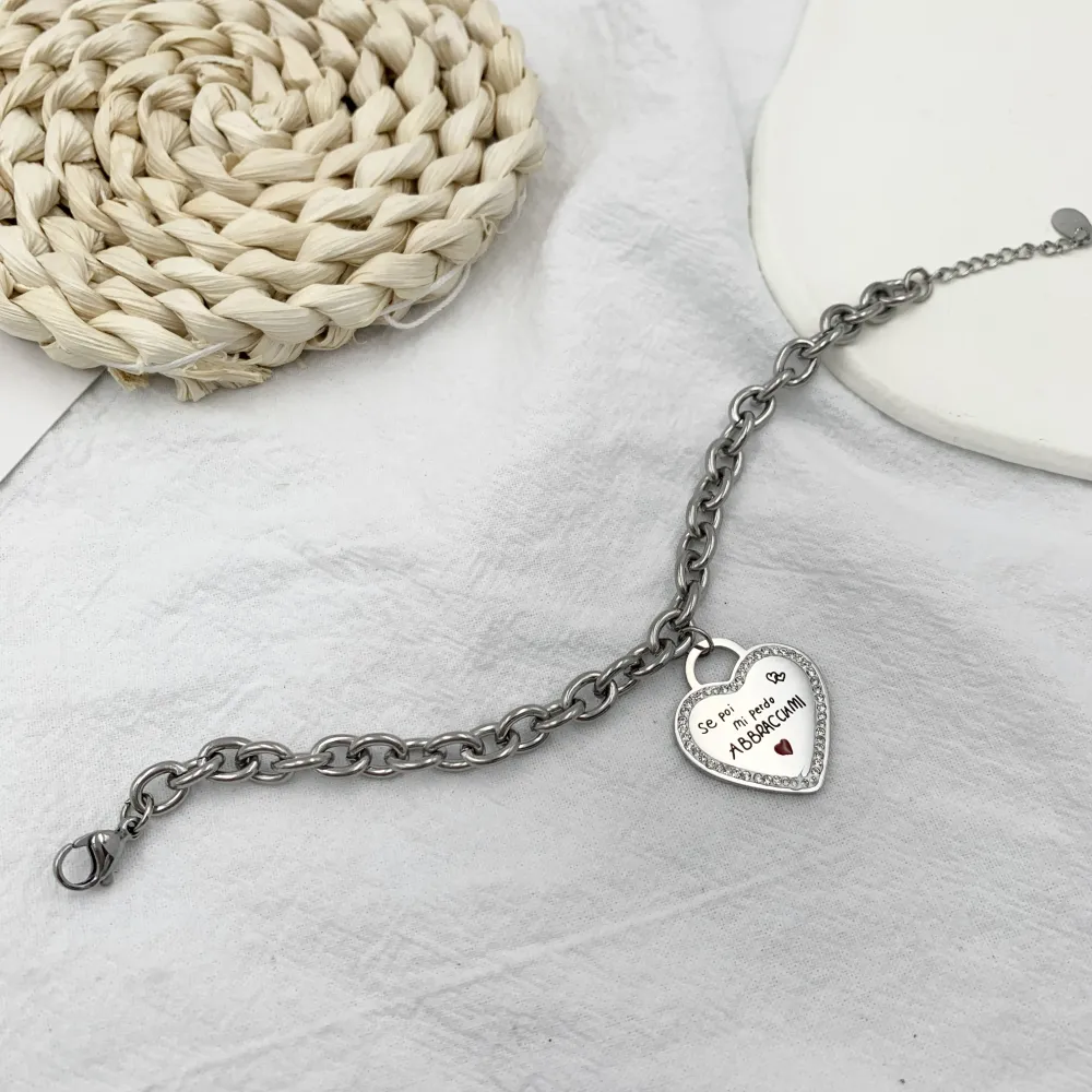 Non siamo Sorelle di sangue..-Bracciale con Scritte in Acciaio - BAC-413-1827