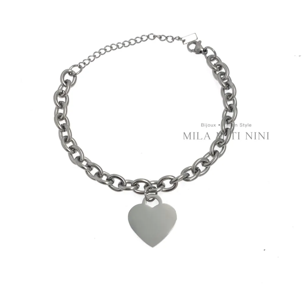 Cuore Liscio 20mm-Bracciale in Acciaio con Chiusura - BAC-413-2390