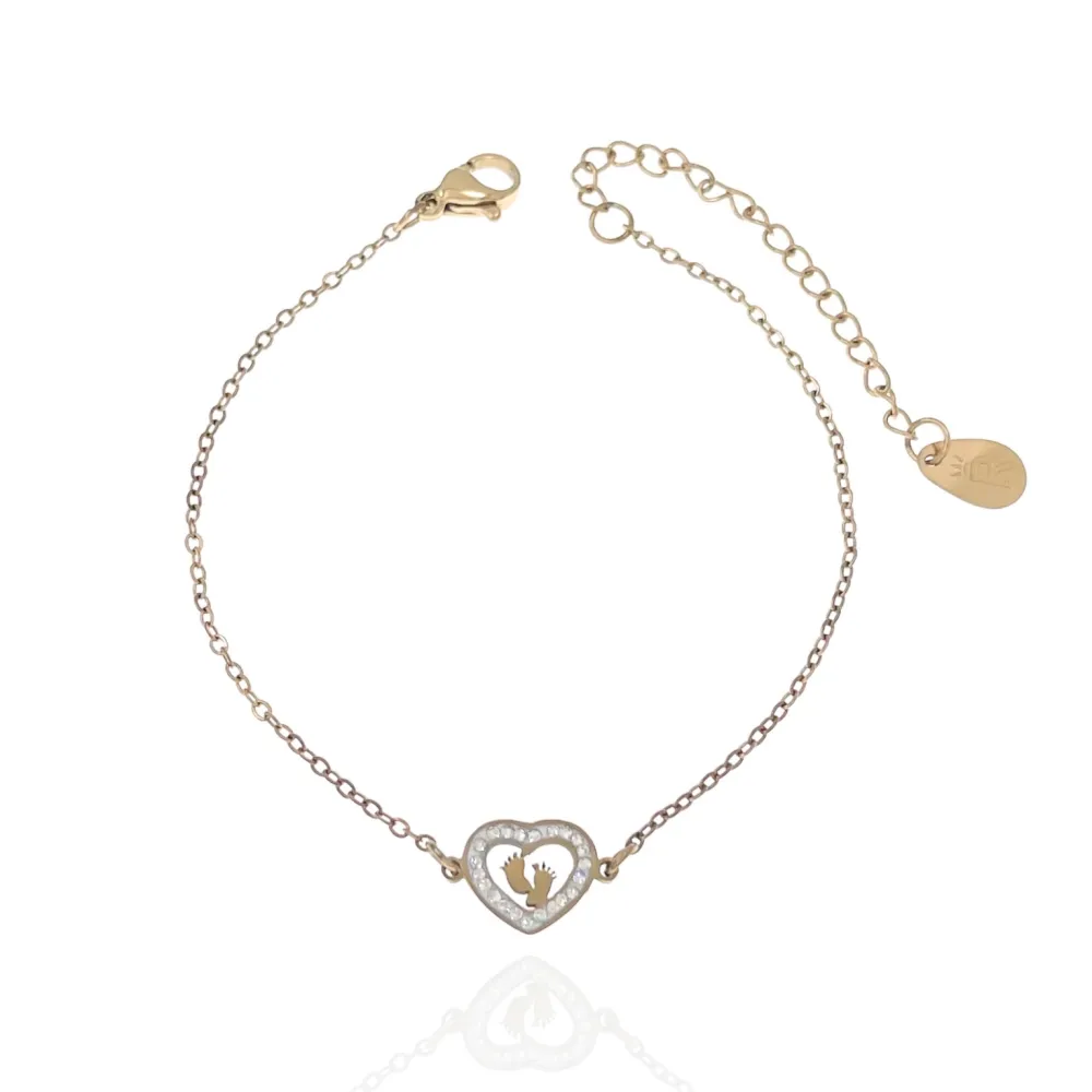 Cuore con Piedini-Bracciale in Acciaio - BAC-413-2401