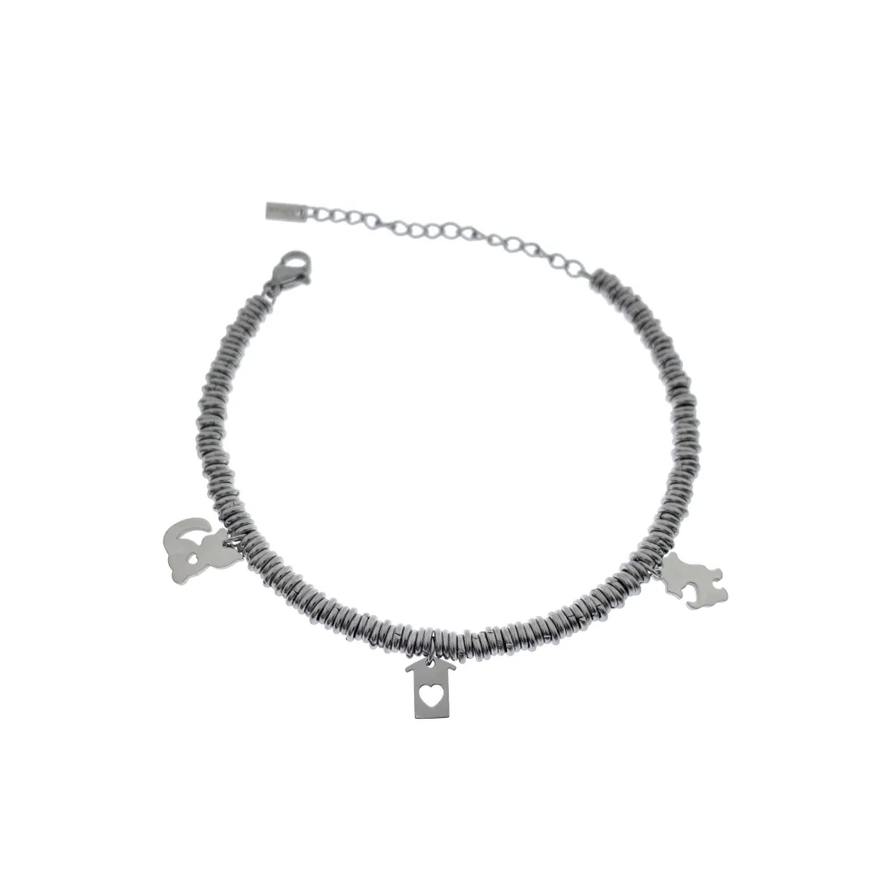 BAC7472-Cane Gatto Casetta -Bracciale in Acciaio - BAC-413-315-383