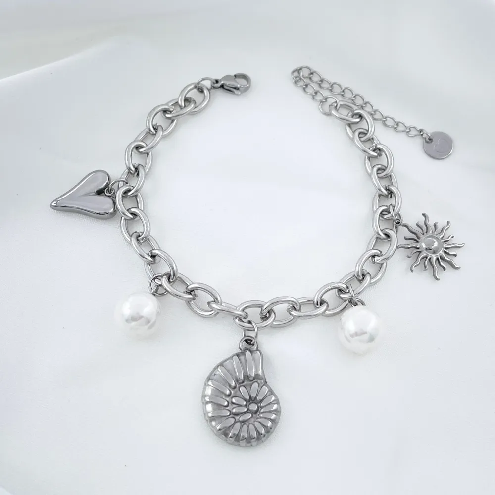 Mare Conchiglia Cuore Sole-Bracciale in Acciaio - BAC-413-3478