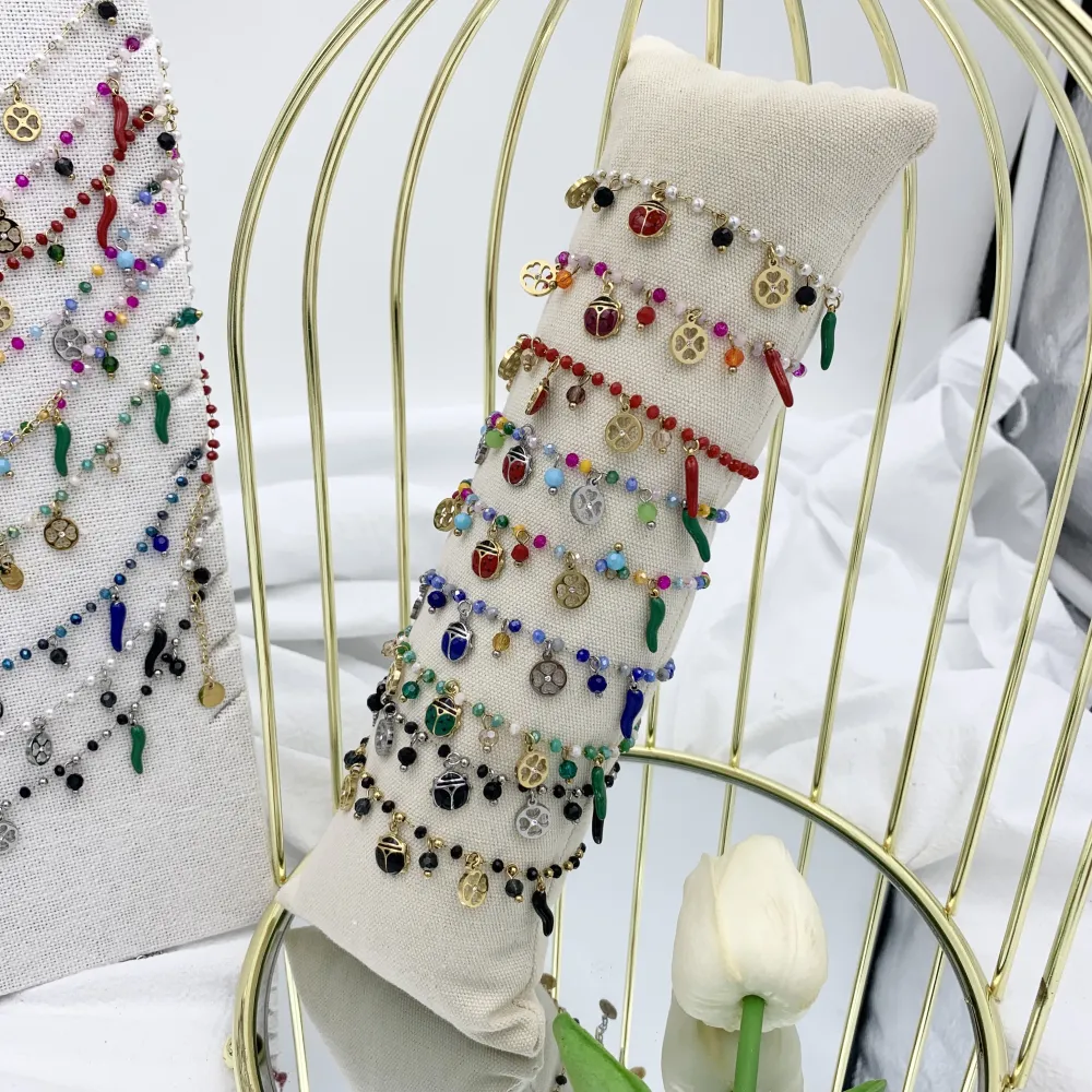 Fortuna Quadrifoglio-Bracciale in Acciaio e Cristalli - BAC-413-AA619BS