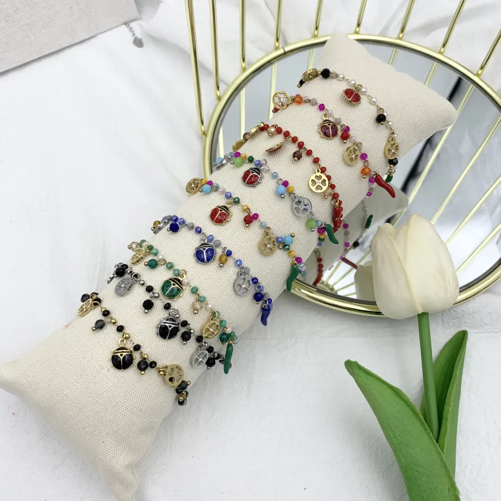 Fortuna Quadrifoglio-Bracciale in Acciaio e Cristalli - BAC-413-AA619BS