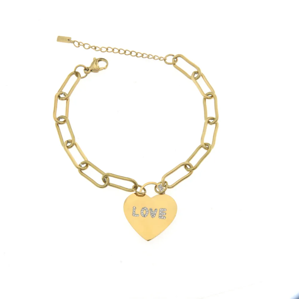 BAC6425-Cuore Love-Bracciale in Acciaio con Chiusura - BAC6425-Cuore Love-Bracciale in Acciaio con Chiusura