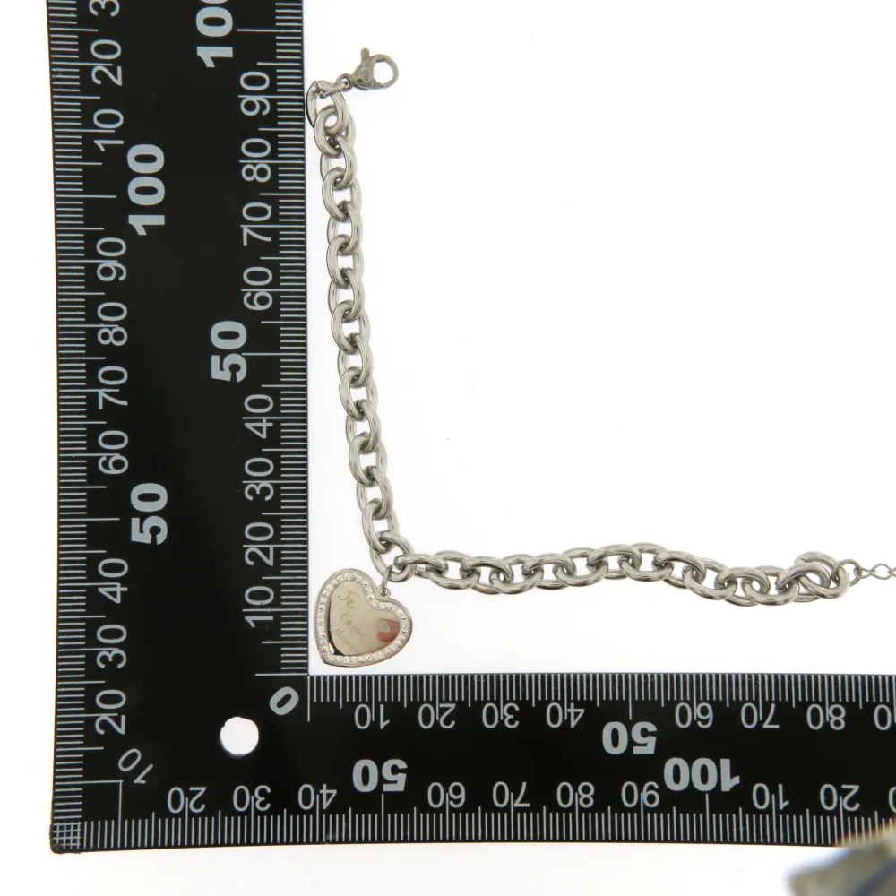 BAC6725-Je t'aime Maman-Bracciale in Acciaio con Chiusura - BAC6725-Je t'aime Maman-Bracciale in Acciaio con Chiusura