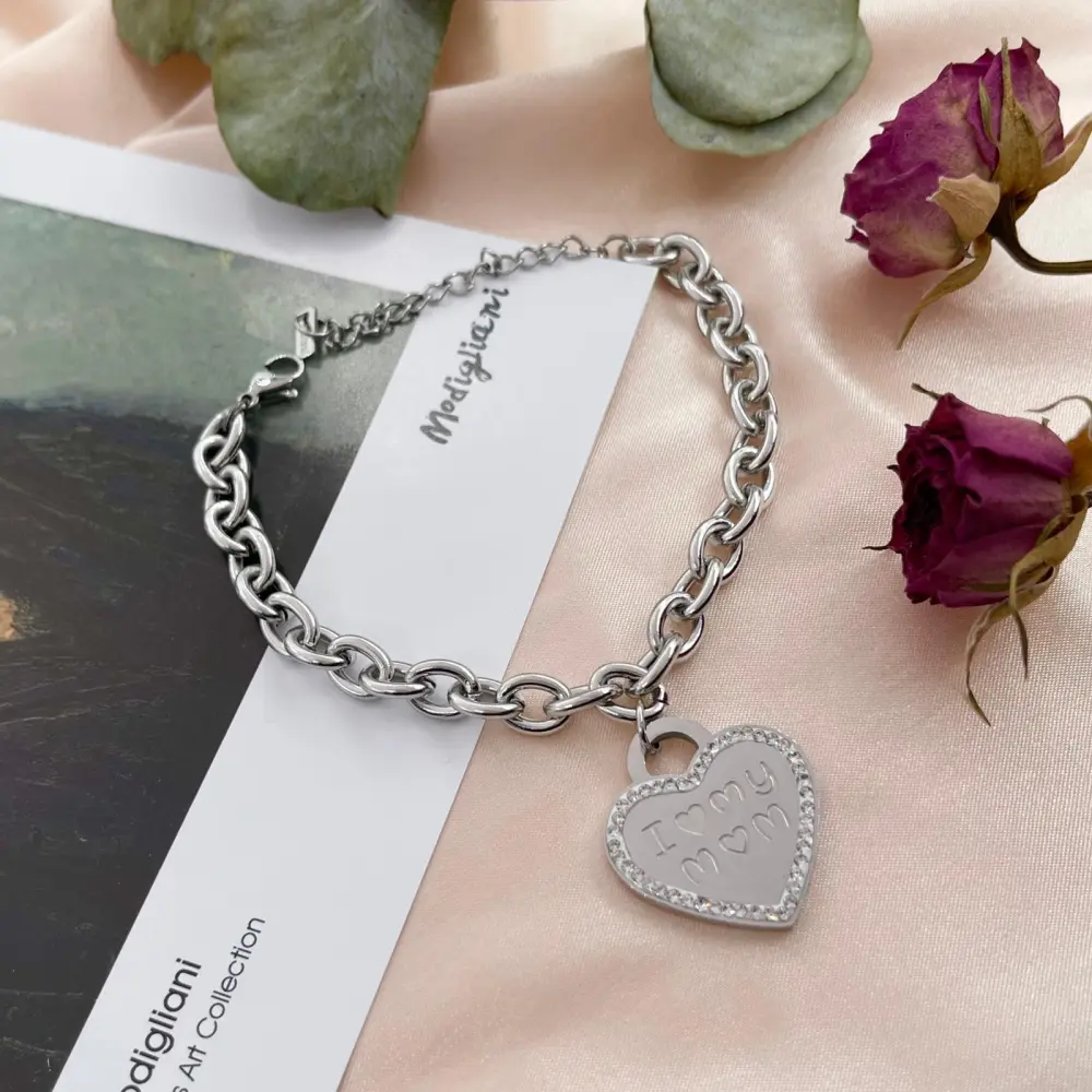 BAC6725-Je t'aime Maman-Bracciale in Acciaio con Chiusura - BAC6725-Je t'aime Maman-Bracciale in Acciaio con Chiusura