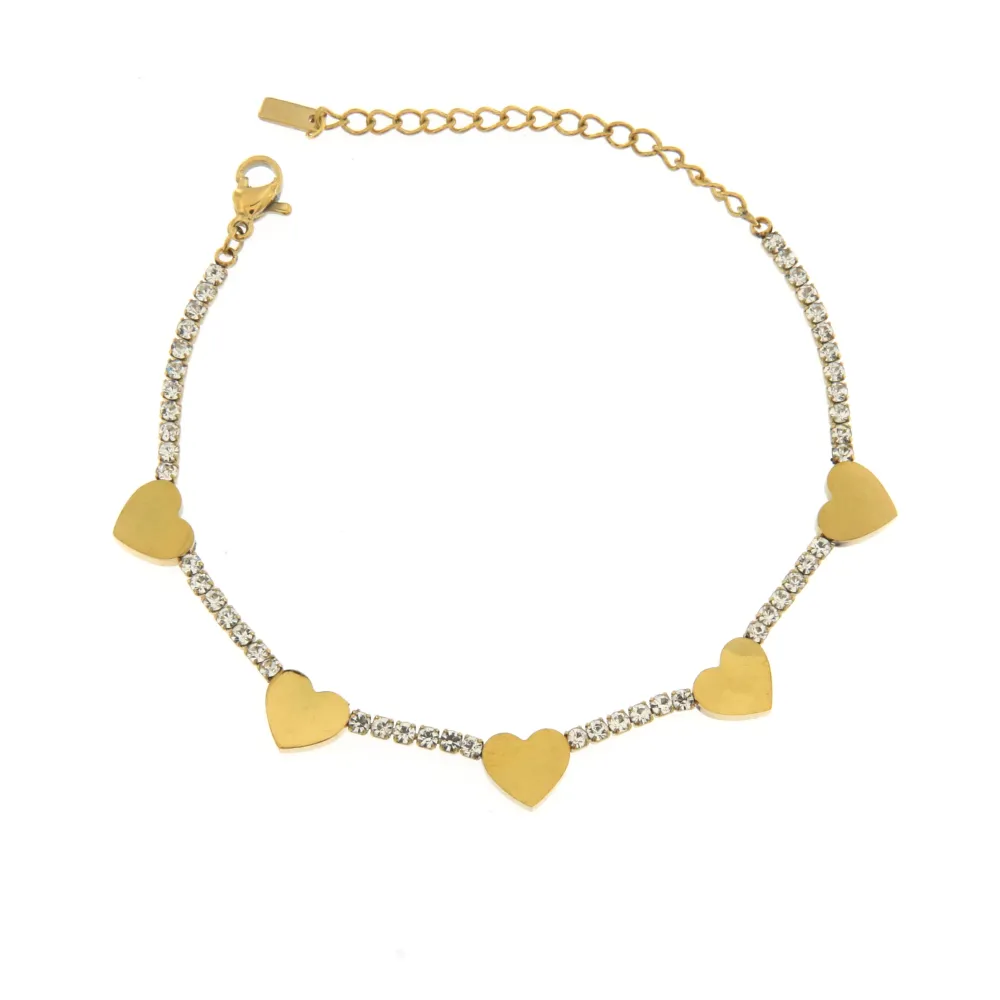 BAC6790-Tennis Cuore-Bracciale con Chiusura in Acciaio - BAC6790-Tennis Cuore-Bracciale con Chiusura in Acciaio