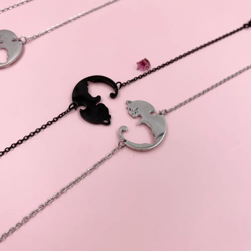 BAC6868-Puzzle Gatto-Bracciale Coppia in Acciaio - BAC6868-Puzzle Gatto-Bracciale Coppia in Acciaio