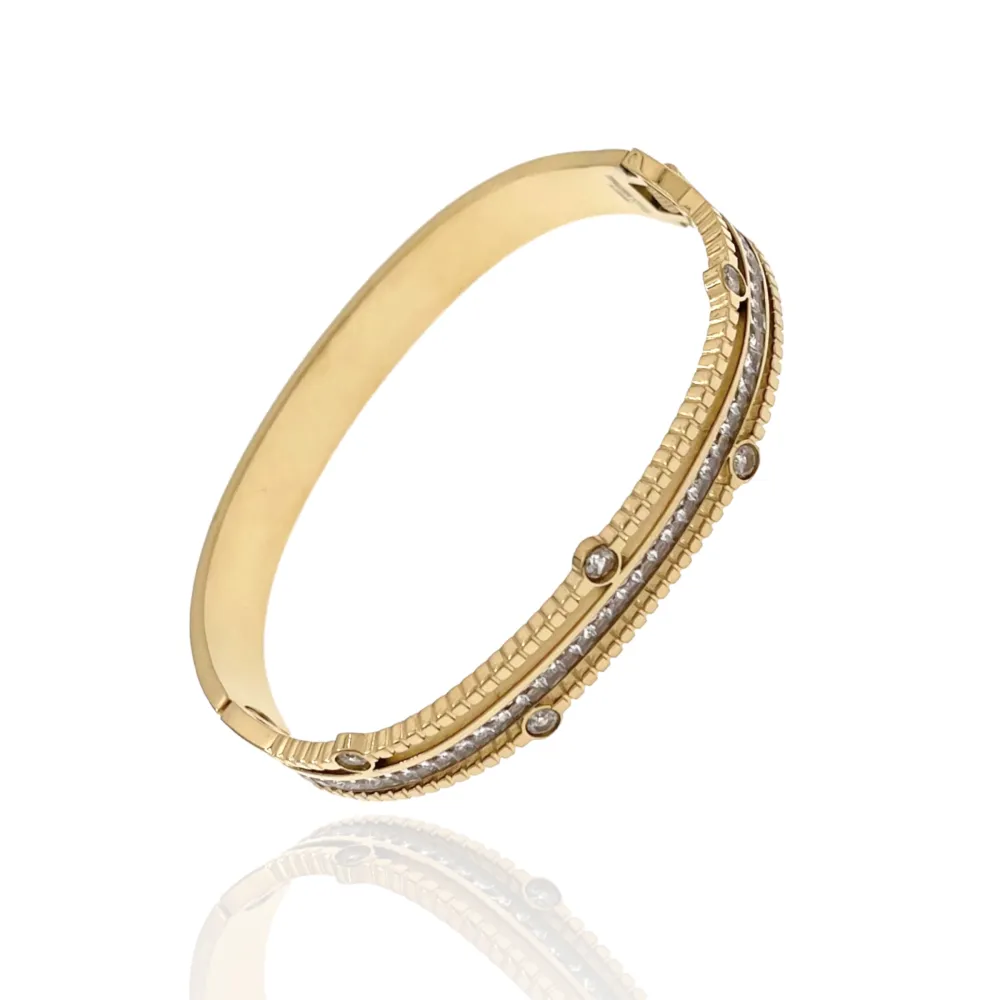 Tre Fili con Zirconia-Bracciale Rigido in Acciaio - BAR-413-2211