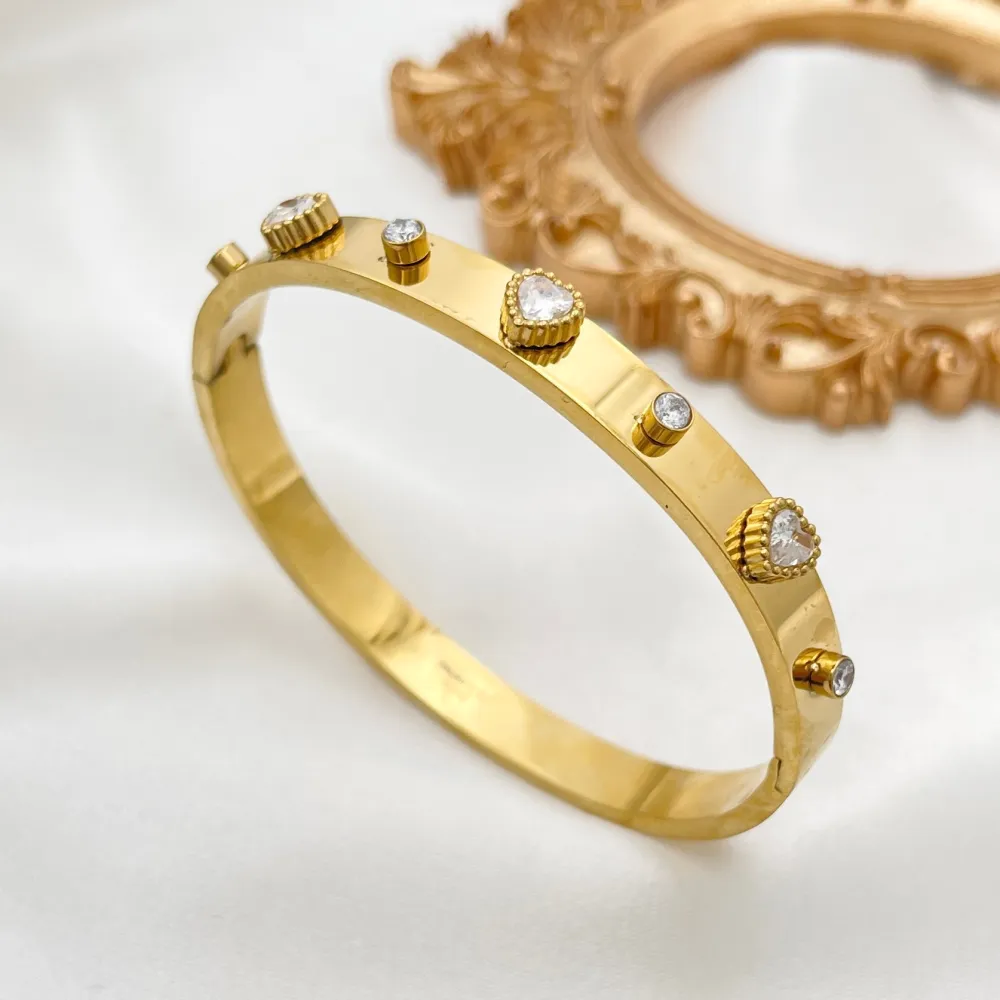 Punto Luce Cuore-Bracciale Rigido in Acciaio - BAR-413-3105