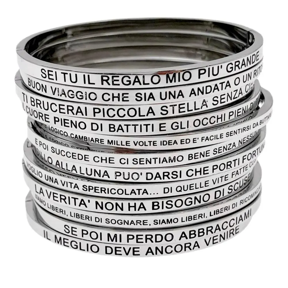 Bracciale Rigido con le Frasi in Acciaio - BAR-413-B60 084#