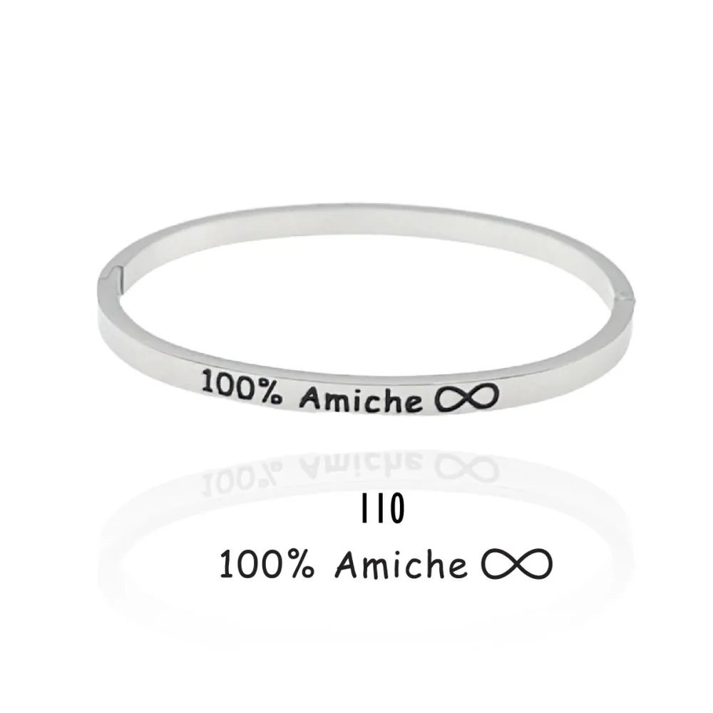 100% Amiche-Bracciale Rigido con Le Frasi Smaltati in Acciaio - BAR-413-B60 110#