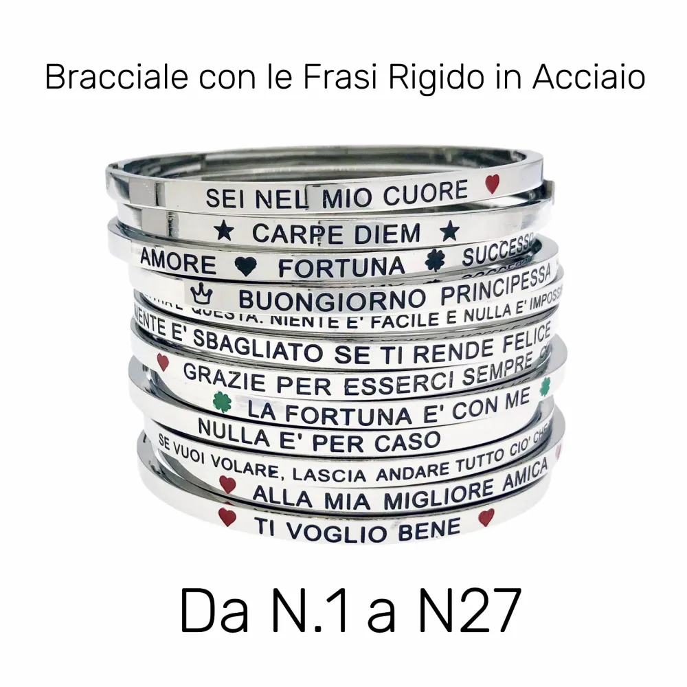 Bracciale rigido con le frasi da 1 a 27-Bracciale in Acciaoo - BAR-413-B60-1