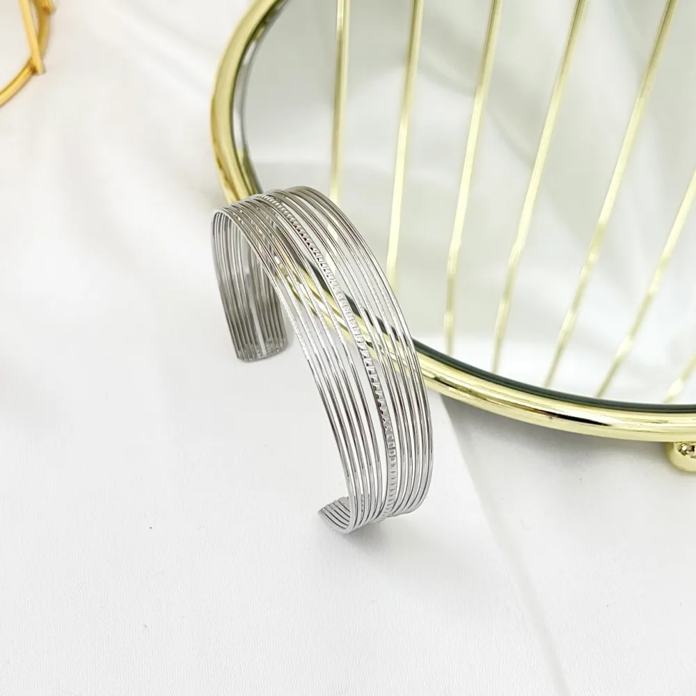 Semplice-Bracciale Rigido in Acciaio - BAR-732-76B