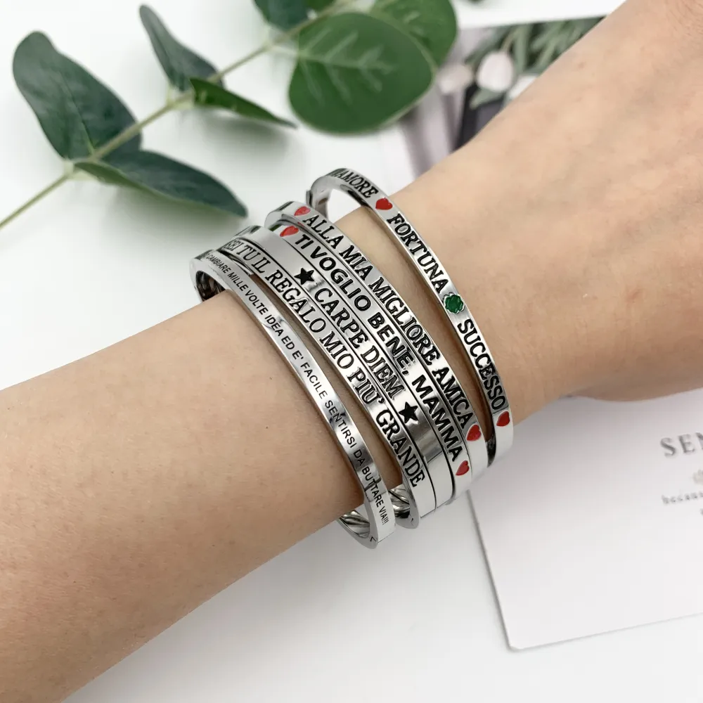 Bracciale a Catena in Acciaio - BAR7751-Scritte da N.1 a 25- Bracciale Rigido in Acciaio