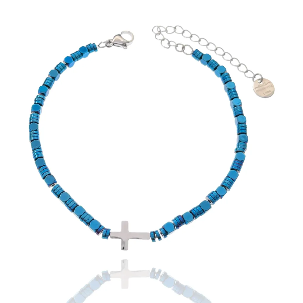 Croce 4mm-Bracciale in Acciaio da Uomo - BAU-103-AA2518B Croce 4mm