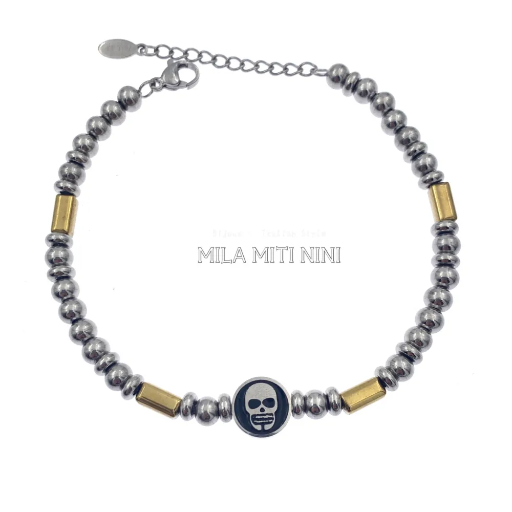 BAU600-A68-Teschio-Bracciale Unisex in Acciaio - BAU600-A68-Teschio-Bracciale Unisex in Acciaio