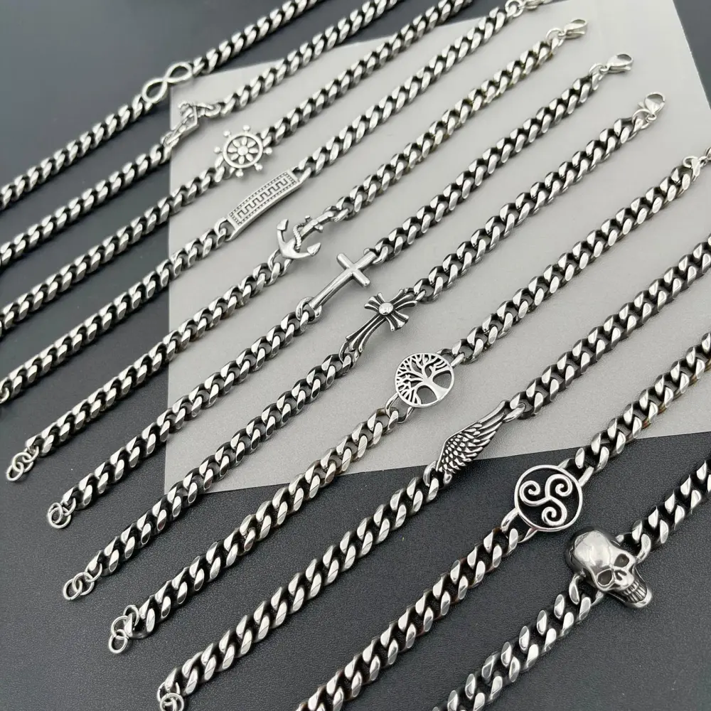 BAU6951-Croce-Bracciale in Acciaio da Uomo - BAU-600-B116B