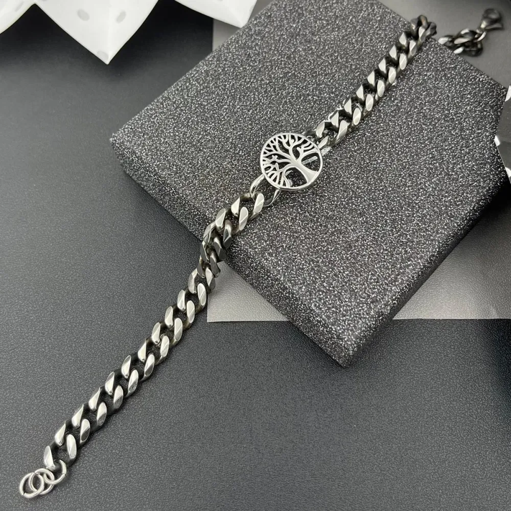 BAU6948-Albero della Vita-Bracciale in Acciaio da Uomo - BAU-600-B199-A114