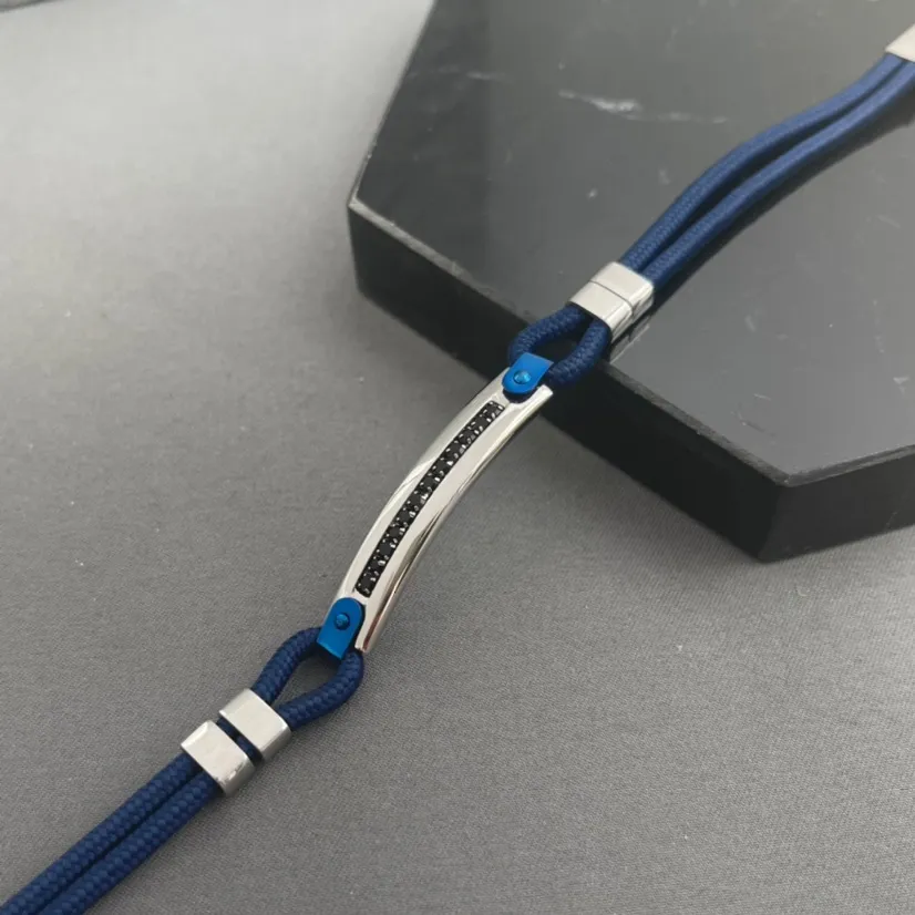 Semplice con Strass-Bracciale in Acciaio da Uomo - BAU-600-B218