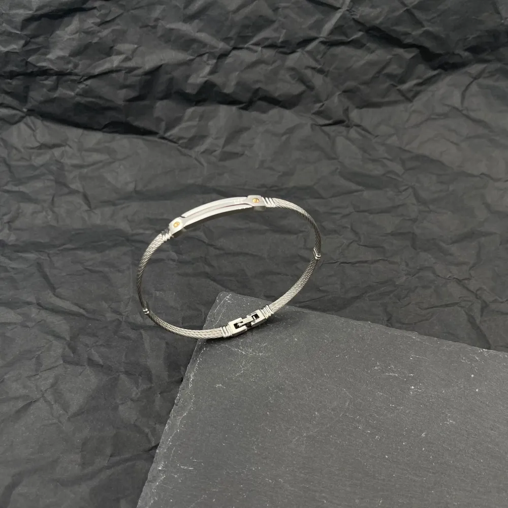 Semplice-Bracciale Semirigido da Uomo in Acciaio - BAU-600-H183