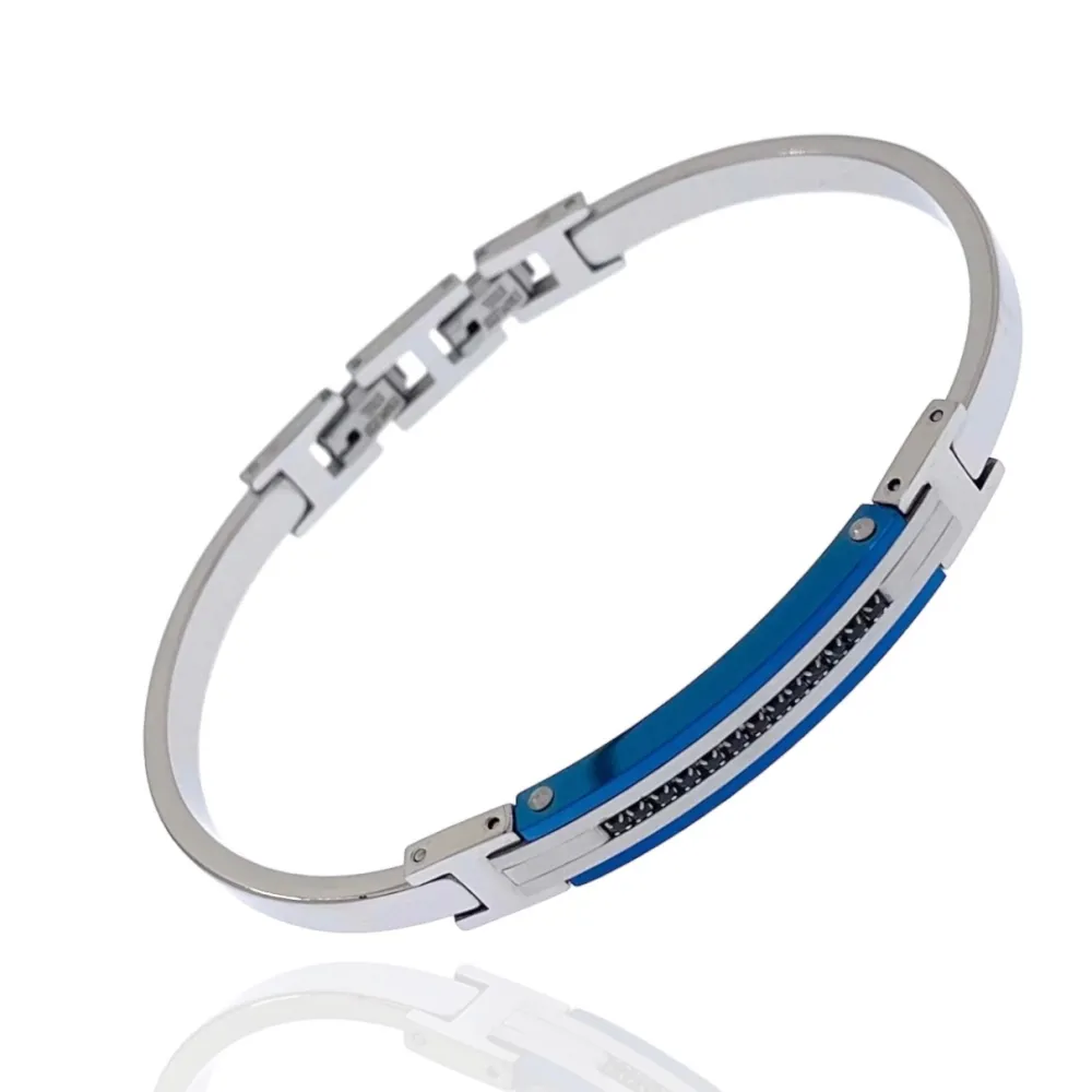 Semplice con Zirconia-Bracciale Rigido in Acciaio da Uomo - BAU-600-H270