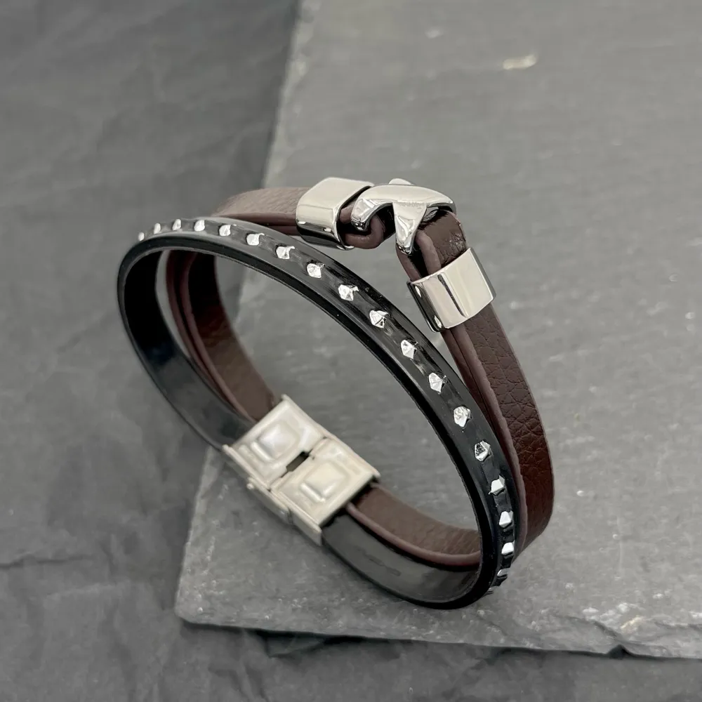 Semplice con X-Bracciale da Uomo in Acciaio - BAU-720-19