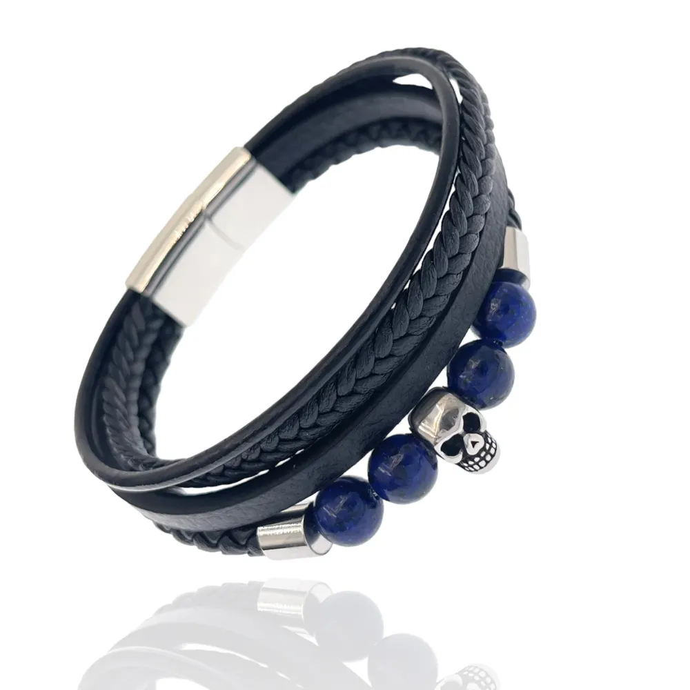 Multifili con Teschio-Bracciale da Uomo in Acciaio - BAU-720-21