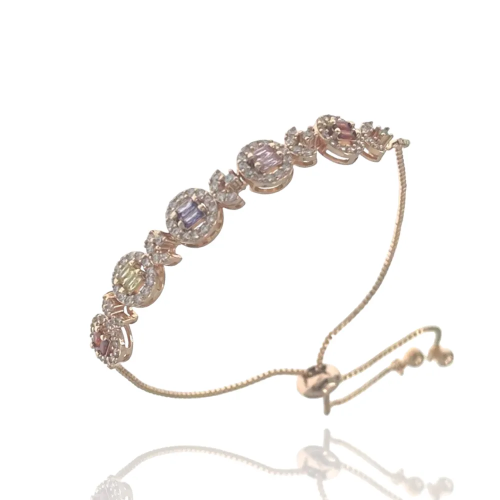 Tennis con Punto Luce -Bracciale Regolabile in Ottone e Zirconi - BMZ-109-L03D