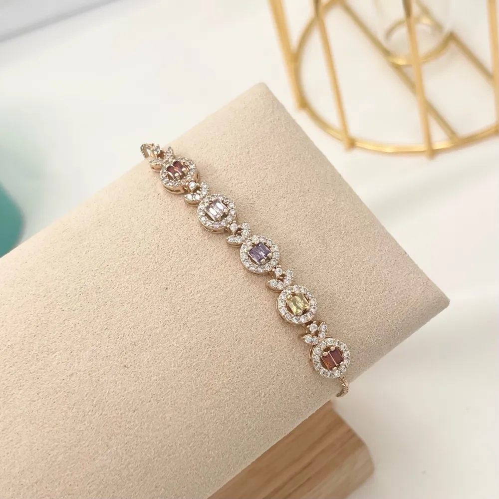 Tennis con Punto Luce -Bracciale Regolabile in Ottone e Zirconi - BMZ-109-L03D