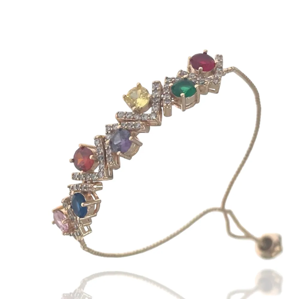 Punto Luce V-Bracciale Scorrevole in Ottone e Zirconia - BMZ-109-L03G