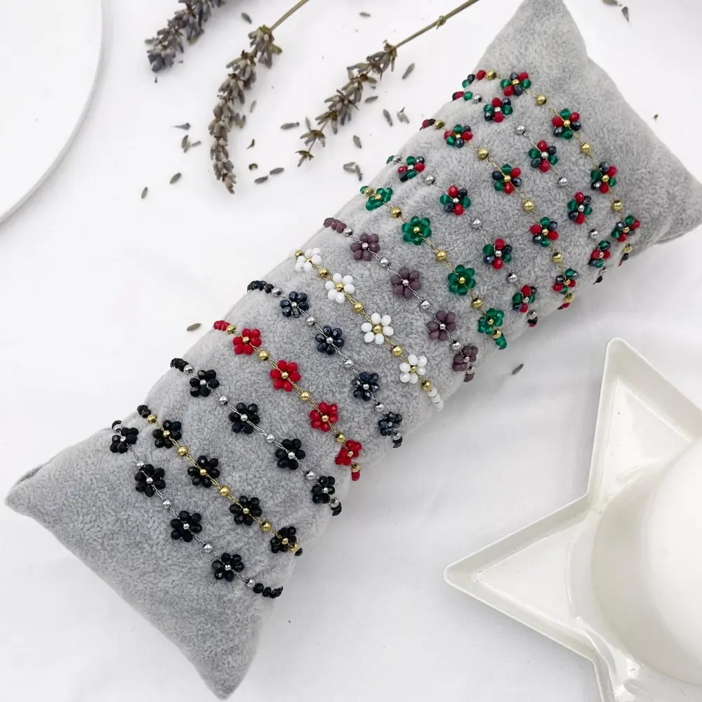 Margherita con Cristalli - 12 Pz Bracciali in Acciaio con Chius - BPA103-AA088