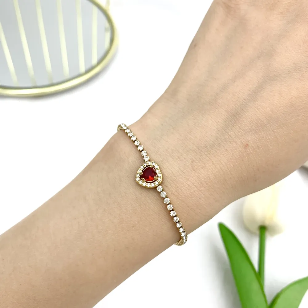 Tennis con Punto Luce a Cuore-12Pz Bracciali in Acciaio - BPA-103-AA1517B