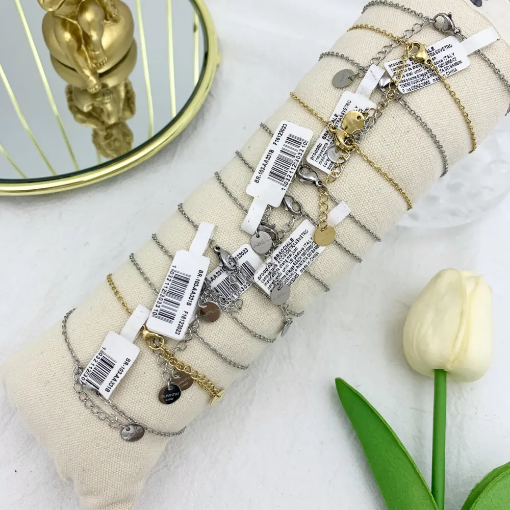 Zirconia Ovale con Strass-12pz Bracciali in Acciaio con Chiusur - BPA-103-AA331B