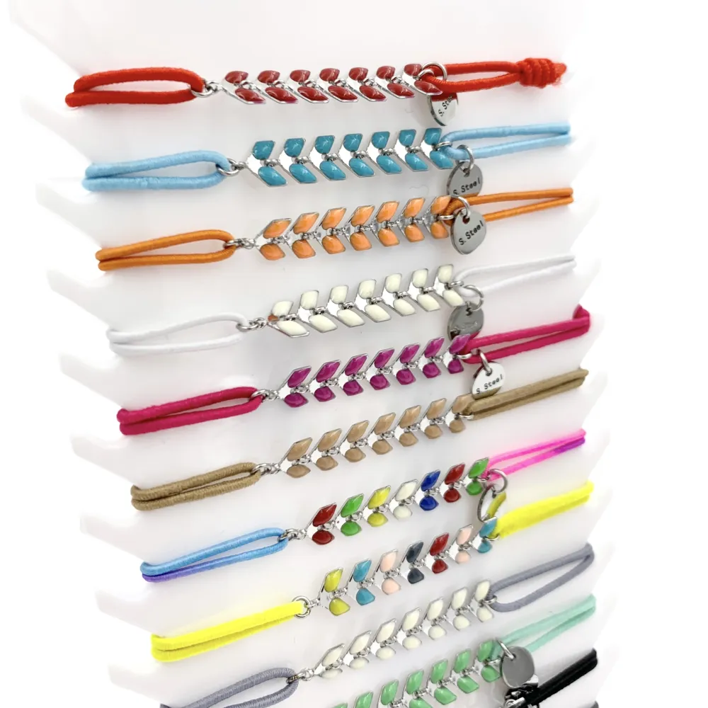 BPA7557-Foglie- 12 Pz Bracciali Elastici - BPA-104-1002