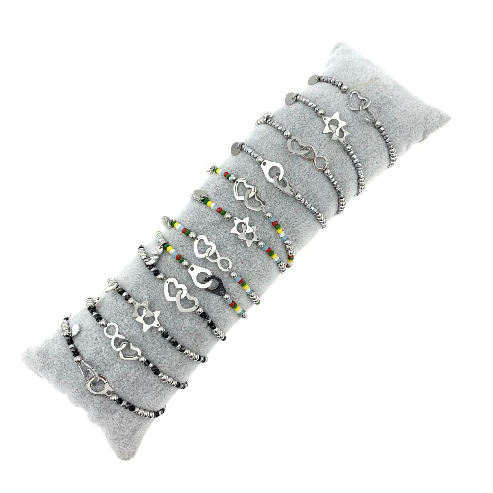 12Pz Bracciali Elastici in Acciaio+Cuscino in Omaggio - BPA104-24