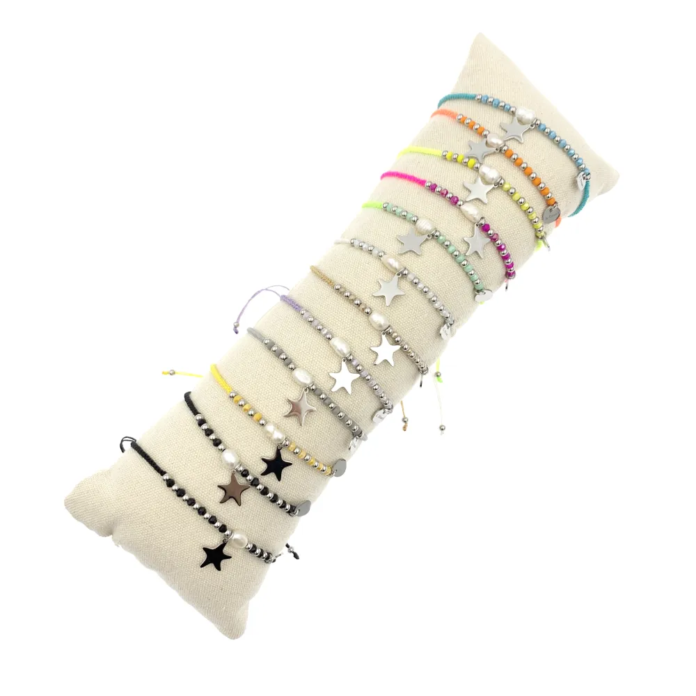 12Pz Bracciali in Acciaio Regolabili + Cuscino in Omaggio - BPA104-876