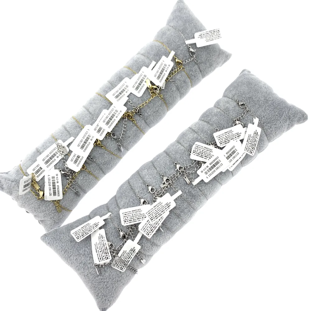 12Pz Bracciali in Acciaio con Chiusura a Moschettone + Cuscino - BPA413-98