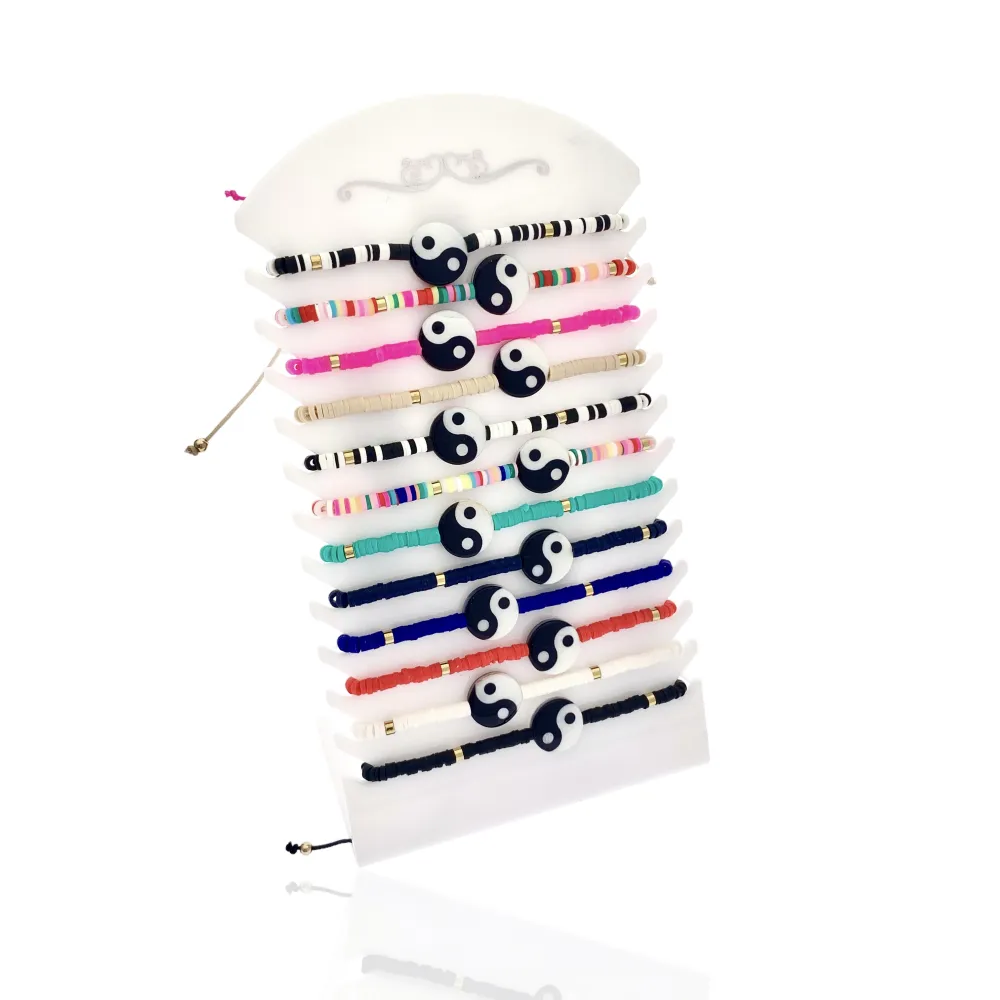 Ying Yang con Perline-12pz Bracciali Regolabili - BPM-480-84