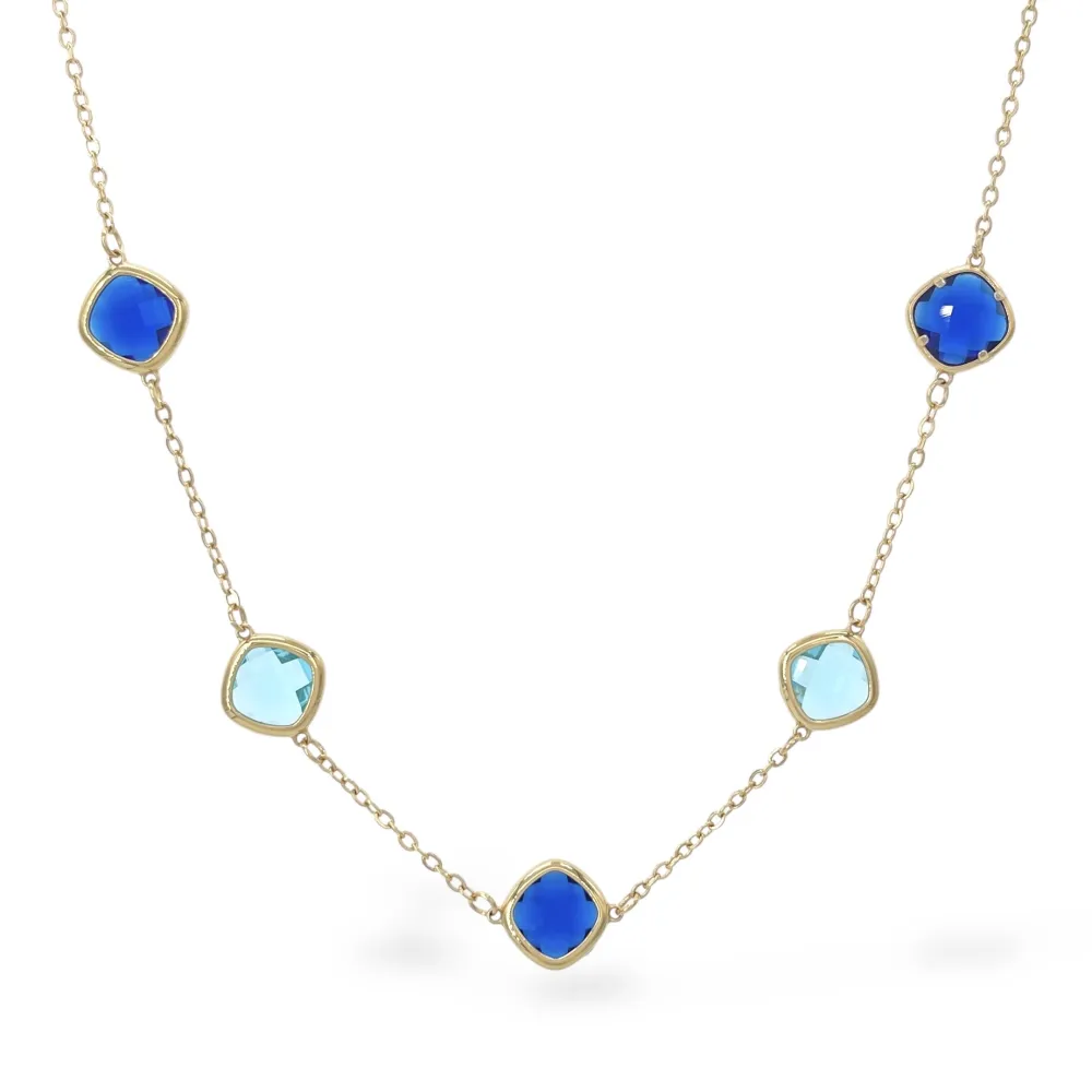 Pietre Colorate -Collana Corta in Acciaio - CAC-103-5416N